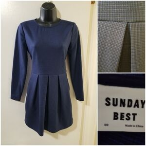 Aritzia Sunday Best Blue Plaid Pleated Dress with Pockets